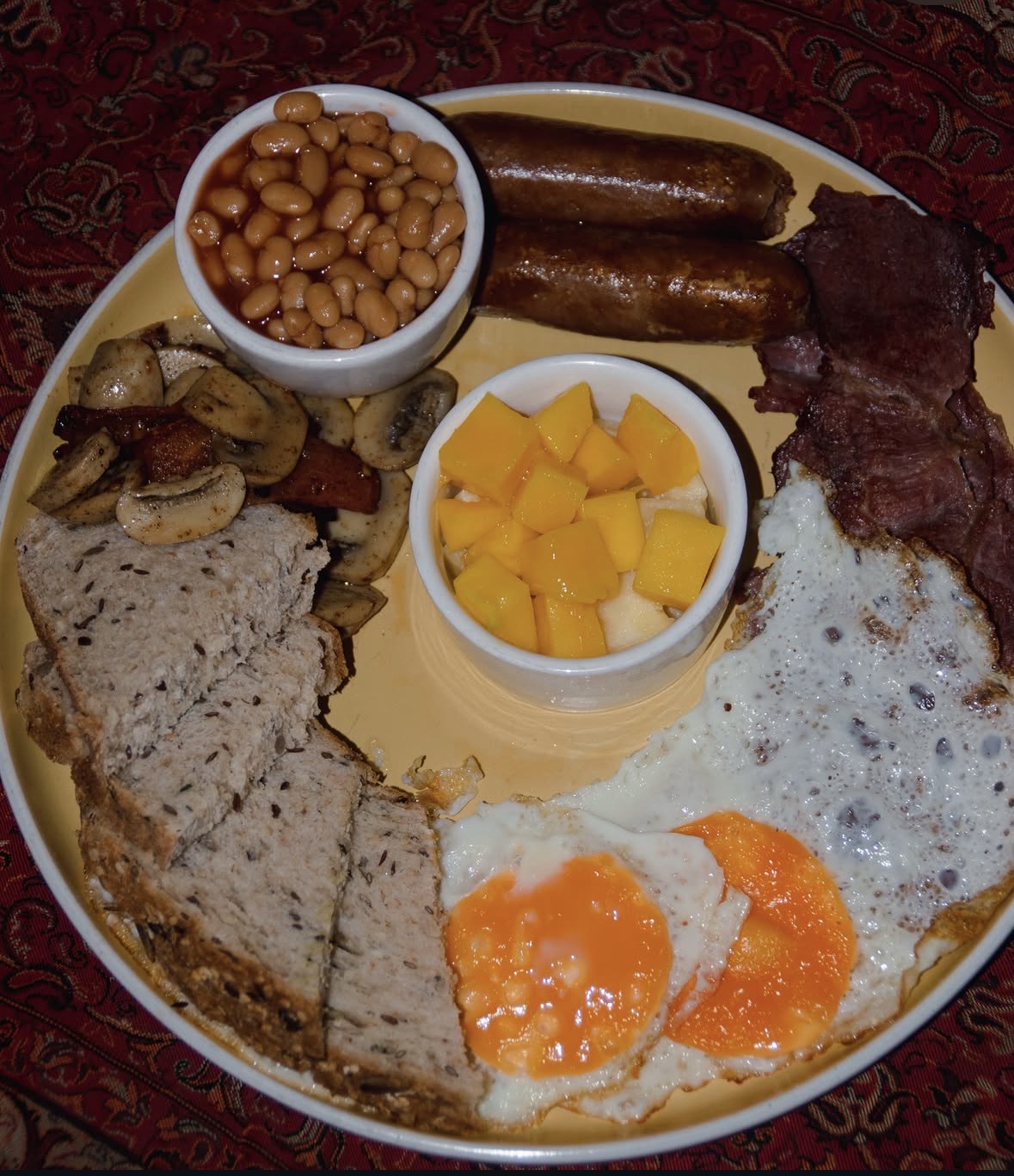 English breakfast platter at Toranj