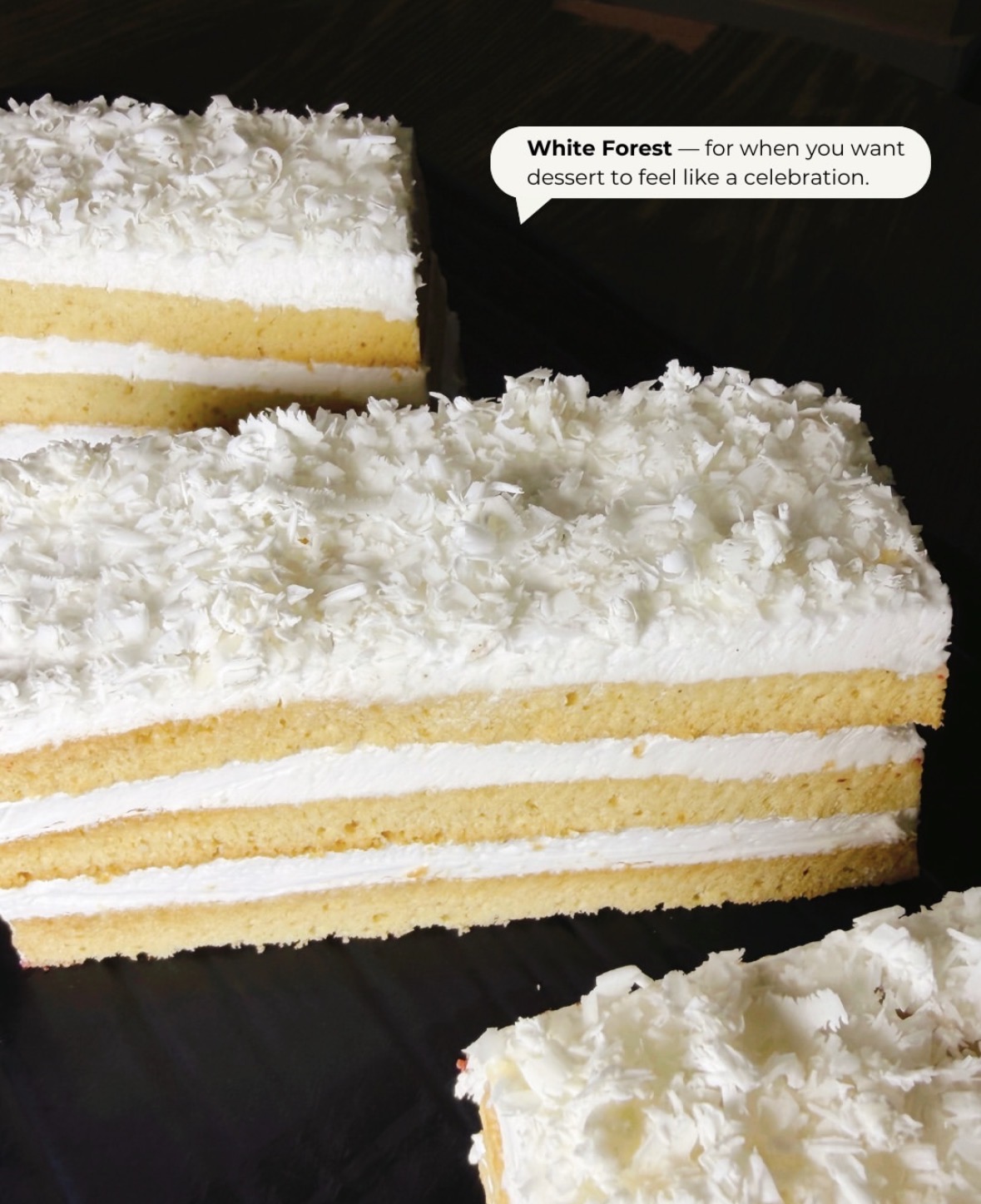White Forest cake dessert